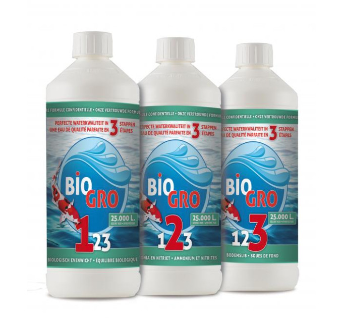 DVH BioGro 123 Pond 25,000L (3x1000ml) трех-компонентный комплекс бактерий для прудов