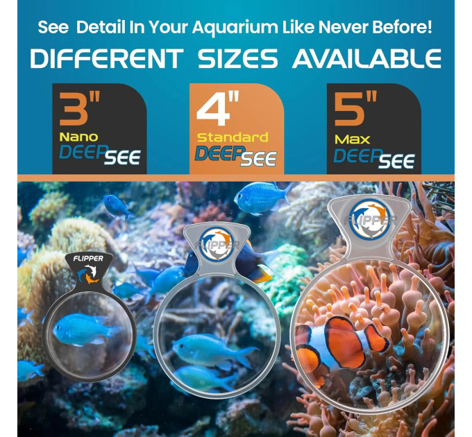 FLIPPER DEEPSEE VIEWER 4" CLEAR лупа на магните для наблюдения за аквариумом