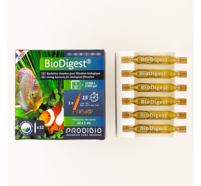Prodibio BioDigest 12 культура бактерий для морских и пресноводных аквариумов