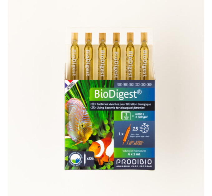 Prodibio BioDigest 6 культура бактерий для морских и пресноводных аквариумов