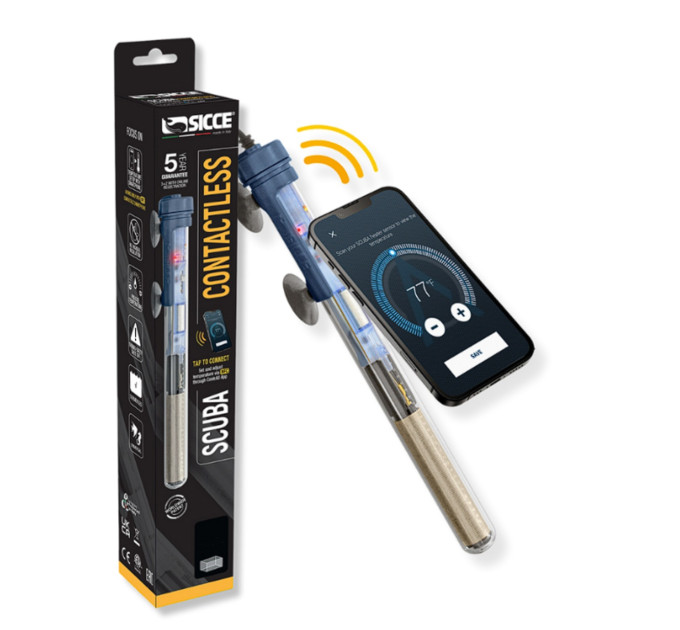 SICCE SCUBA CONTACTLESS 100W аквариумный нагреватель с электронным термостатом и настройкой через NFC