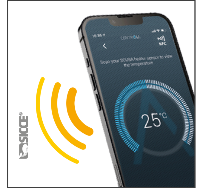 SICCE SCUBA CONTACTLESS 100W аквариумный нагреватель с электронным термостатом и настройкой через NFC
