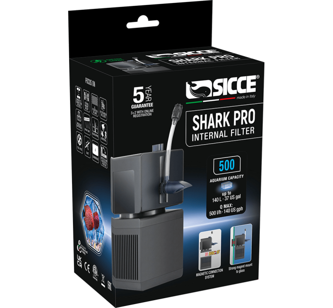 SICCE SHARK PRO 500 внутрішній фільтр 500 л/год на магнітному кріпленні
