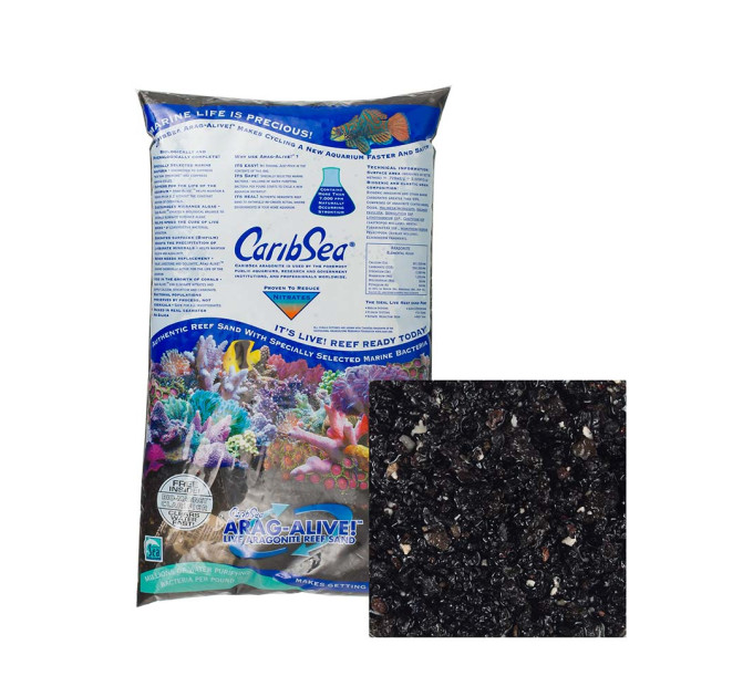 CaribSea Hawaii Black 20lb (9кг) живой песок для морских аквариумов фракция 0,25-3,5мм