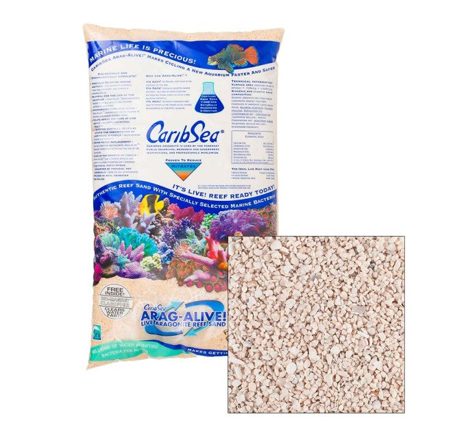 CaribSea Special Grade Reef 20lb (9кг) живой песок для морских аквариумов фракция 1-2мм
