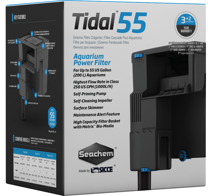 SEACHEM TIDAL 55 навесной фильтр 1000 л/ч для аквариумов до 200л
