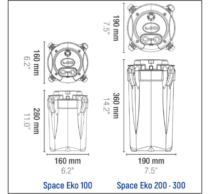 SICCE SPACE EKO+ 200 внешний фильтр 700 л/ч для аквариумов до 200л