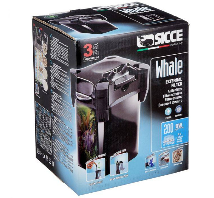 SICCE WHALE 200 зовнішній фільтр 700 л/год для акваріумів до 200л