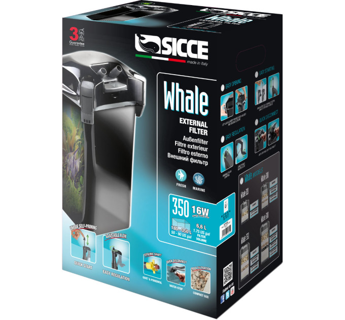 SICCE WHALE 500 зовнішній фільтр 1300 л/год для акваріумів до 500л